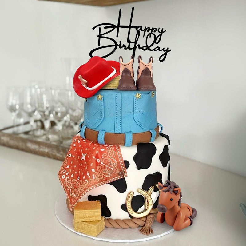 KEEPARTY Cowboy Cake Decorations Hat and Boot Horse Cake Toppers for Western Theme Cowboy Cowgirl Birthday Baby Shower Party Favors Supplies - Image 4